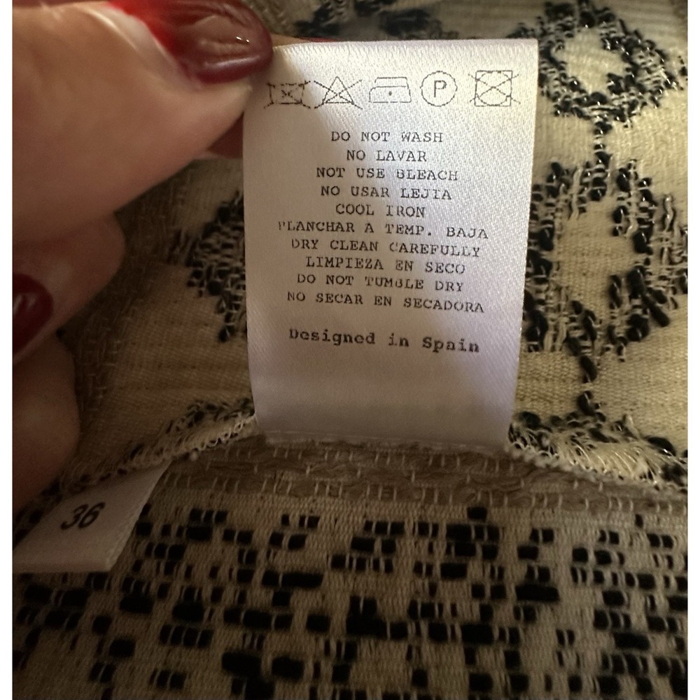 Masscob La Coruña Black & Cream Jacquard Weave Open Front Jacket Size 36 / US S - Picture 15 of 16